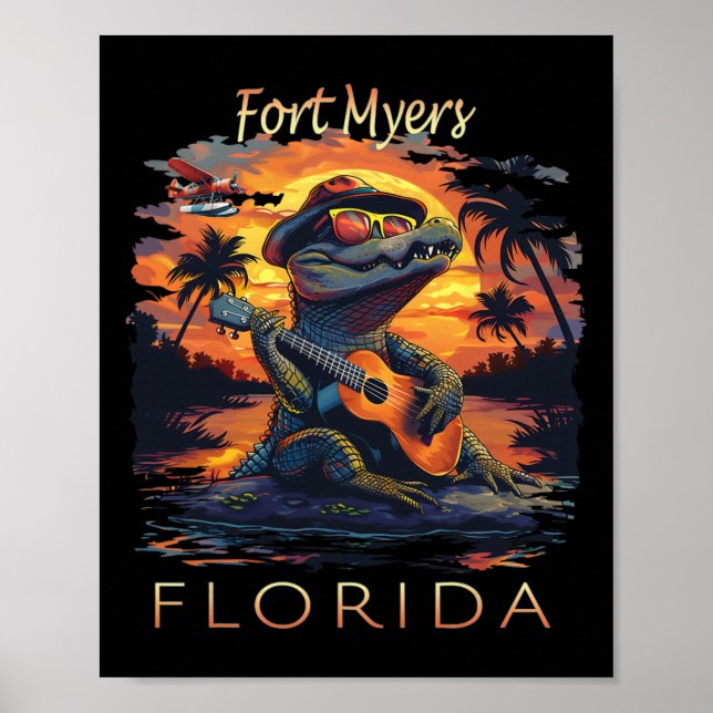 Fort Myers Florida Vacation Cute Alligator  Poster (Front)