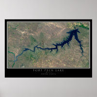 Fort Peck Lake Montana From Space Satellite Art