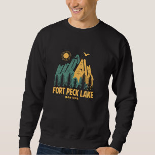 Fort Peck Lake Mountains Montana Hiking Outdoors V Sweatshirt