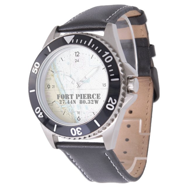 Fort Pierce, FL Nautical Latitude Longitude Watch (Angled)