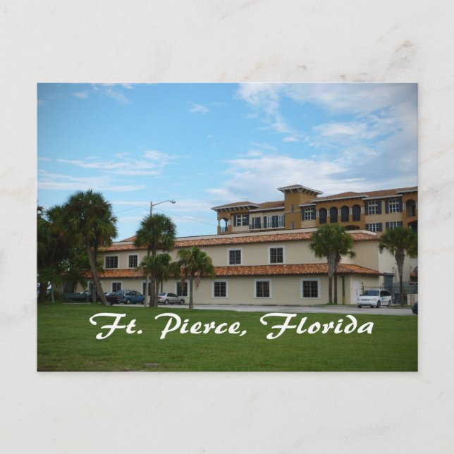 fort pierce florida downtown library postcard (Front)