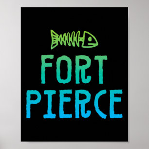 Fort Pierce Florida Souvenir Fish Skeleton Design Poster