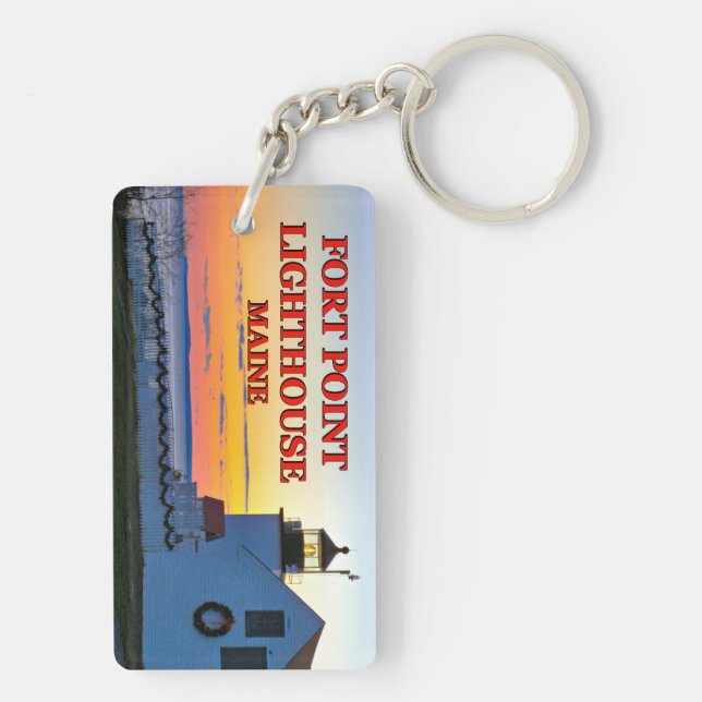 Fort Point Lighthouse, Maine Key Ring (Back)