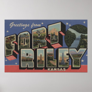 Fort Riley, Kansas - Large Letter Scenes Poster