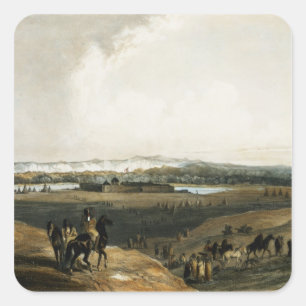 Fort Union on the Missouri, plate 28 from Volume 2 Square Sticker