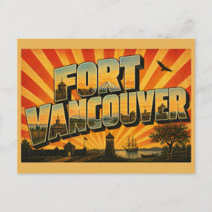 Fort Vancouver WA Columbia River Mount Hood Art Postcard