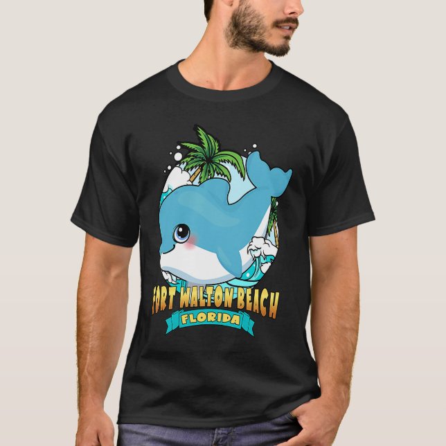 FORT WALTON BEACH FLORIDA Cute Baby Dolphin Beach  T-Shirt (Front)