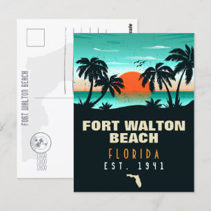 Fort Walton Beach Florida Retro Sunset Souvenirs Postcard