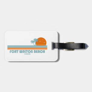 Fort Walton Beach Florida Sun Palm Trees Luggage Tag