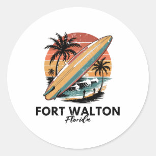 Fort Walton Beach Florida Surfboard Beach Classic Round Sticker