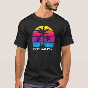 Fort Walton Florida Retro Palm Tree Sunset Vacatio T-Shirt