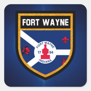 Fort Wayne Flag Square Sticker