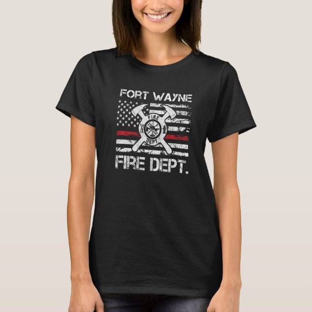 Fort Wayne Indiana Fire Department Thin Red Line F T-Shirt (Front)