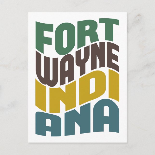 Fort Wayne Indiana Retro Wave Postcard (Front)