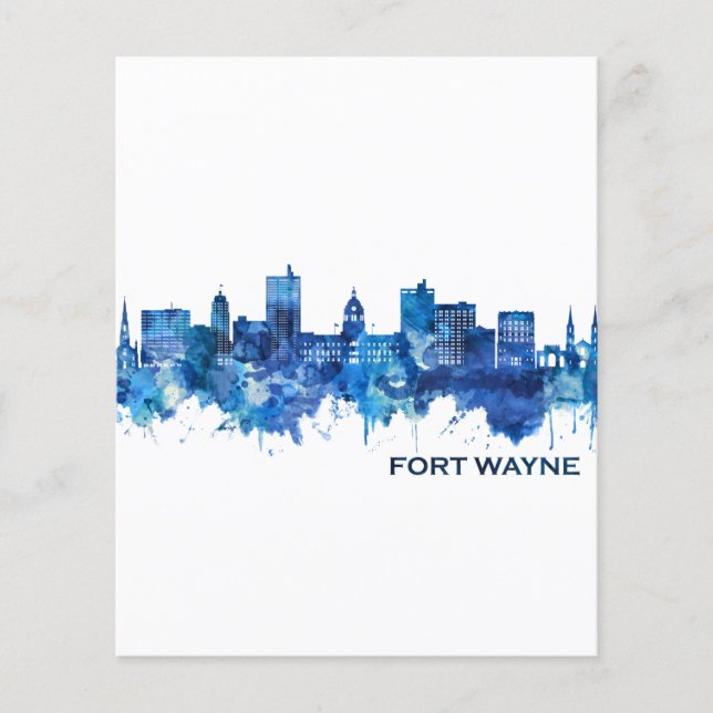 Fort Wayne Indiana Skyline Blue Flyer (Front)
