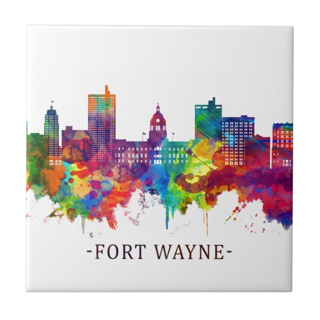 Fort Wayne Indiana Skyline Ceramic Tile (Front)
