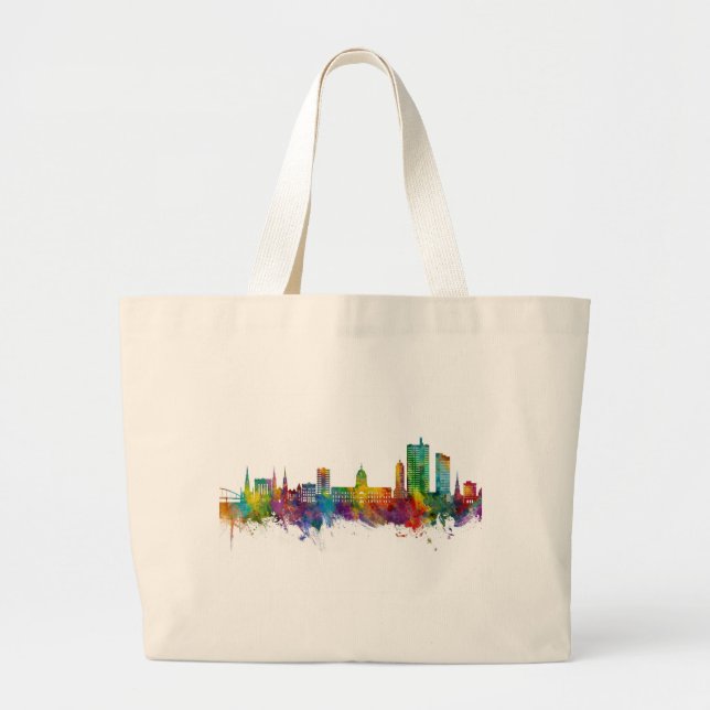 Fort Wayne Indiana Skyline Large Tote Bag (Front)