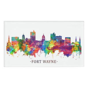 Fort Wayne Indiana Skyline Name Tag
