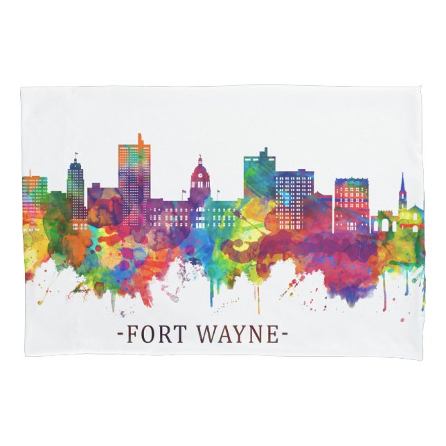 Fort Wayne Indiana Skyline Pillowcase (Front)