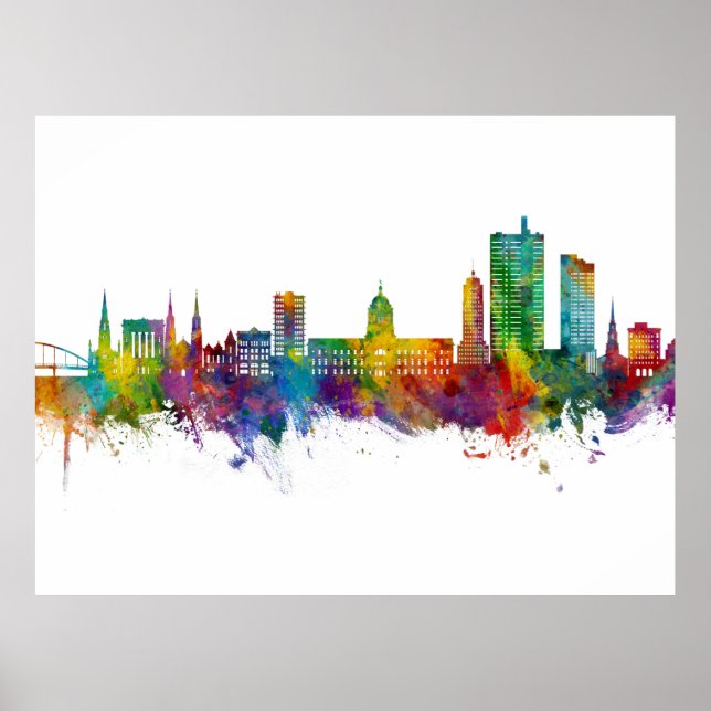 Fort Wayne Indiana Skyline Poster (Front)