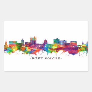 Fort Wayne Indiana Skyline Rectangular Sticker