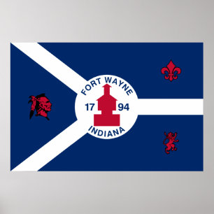 Fort Wayne, Indiana, United States flag Poster