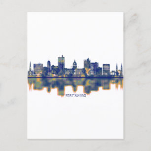 Fort Wayne Skyline Holiday Postcard