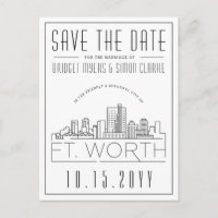 Fort Wort Wedding | Stylised Skyline Save the Date