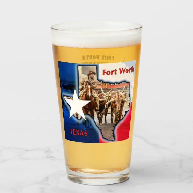 Fort Worth Cattle Drive, Glass (Front Filled)