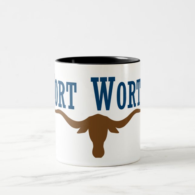 Fort Worth city flag Two-Tone Coffee Mug (Center)