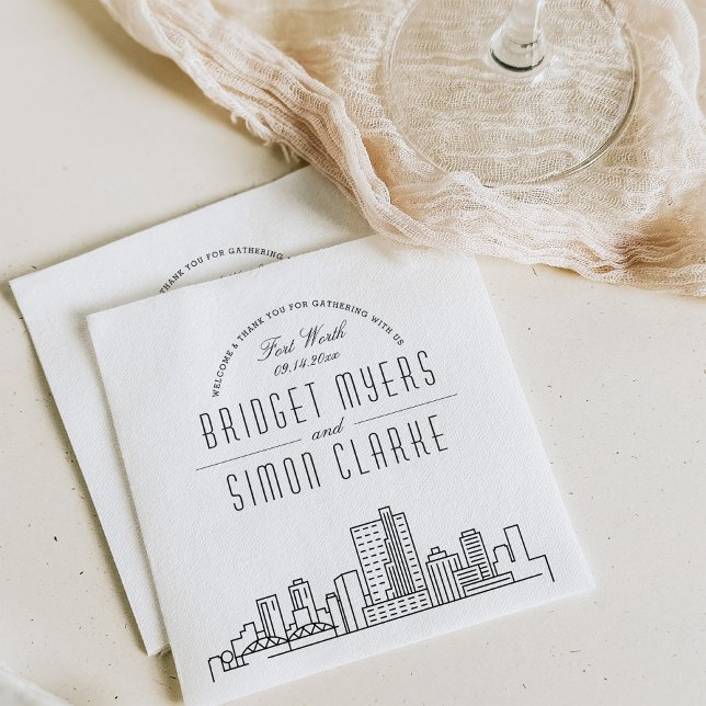 Fort Worth Deco Skyline | Wedding Event Napkins (Creator Uploaded)