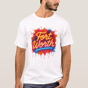 Fort Worth Neon Street Art Splash – Bold Colourful T-Shirt