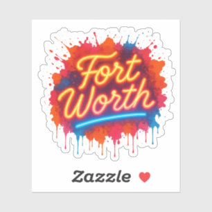 Fort Worth neon street-art splash design