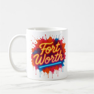 Fort Worth neon street-art splash design Coffee Mug
