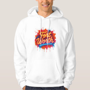Fort Worth neon street-art splash design Hoodie