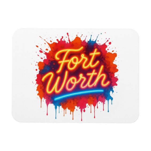 Fort Worth neon street-art splash design Magnet (Horizontal)