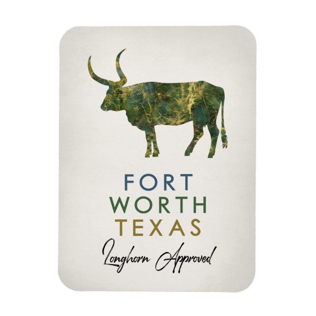 Fort Worth Texas Dark Marble Magnet (Vertical)