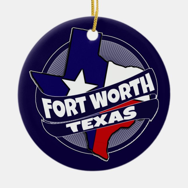 Fort Worth Texas flag burst holiday ornament (Front)