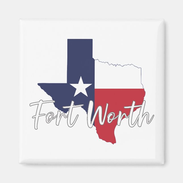 Fort Worth, Texas Flag Map Magnet (Front)