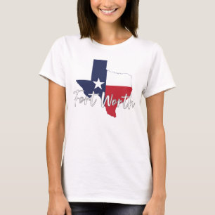 Fort Worth, Texas Flag Map Women's White T-Shirt