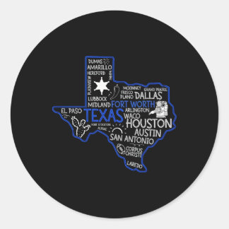 Fort Worth Texas Map Map With Cities Classic Round Sticker