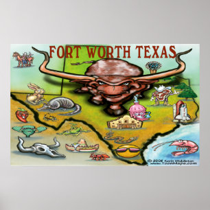 Fort Worth TEXAS Map Poster