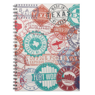 Fort Worth Texas Set of Stamps. Travel Stamp. Made Notebook