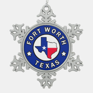 Fort Worth Texas Snowflake Pewter Christmas Ornament