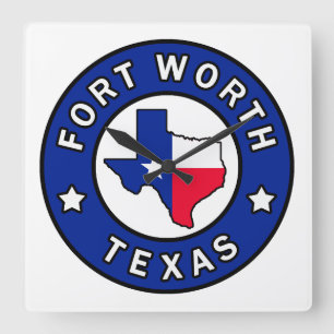 Fort Worth Texas Square Wall Clock