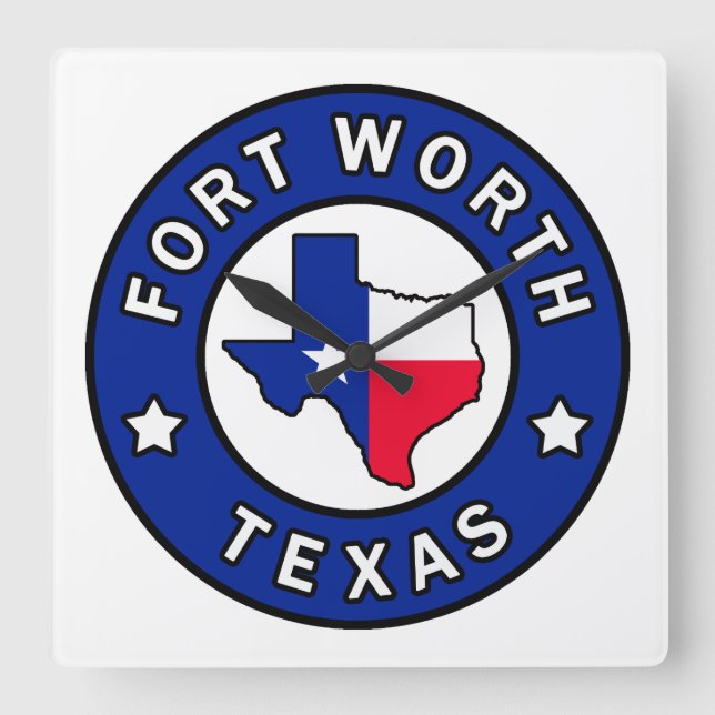 Fort Worth Texas Square Wall Clock (Front)