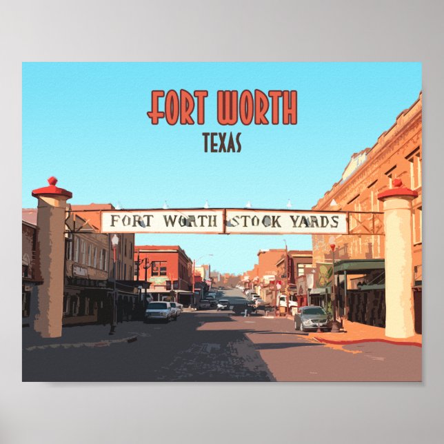 Fort Worth Texas Stock Yards Vintage Poster (Front)