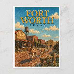 Fort Worth Texas Stockyards GeoSaga Postcard