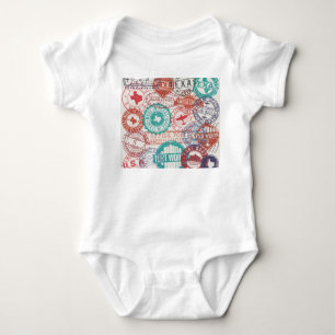 Fort Worth Texas: travel stamps. Baby Bodysuit