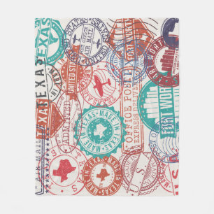 Fort Worth Texas: travel stamps. Fleece Blanket